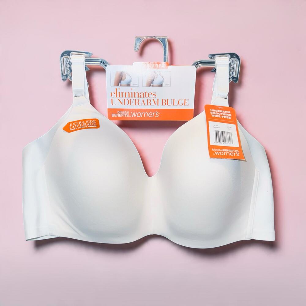 NWT Warner’s Blissful Benefits Underarm Smoothing Wire-Free Bra 40C White